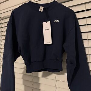 ALO cropped Accolade Crewneck Navy